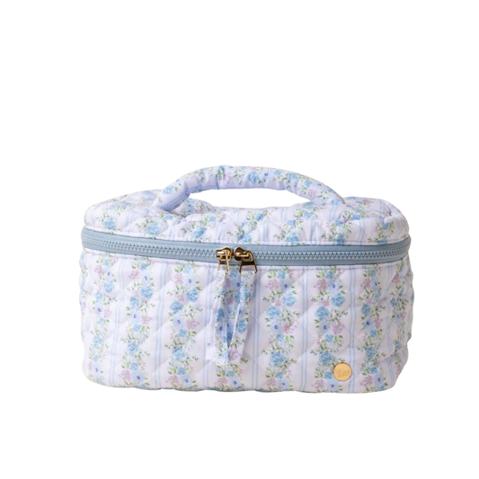Glam & Go Quilted Cosmetic Bag-Petal Parade Blue