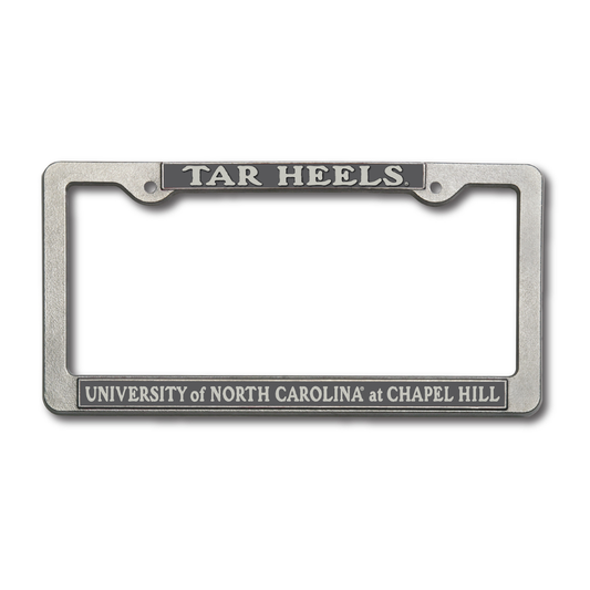 North Carolina Tar Heels Pewter Heavy Auto Plate Frame - Main View - Jardine