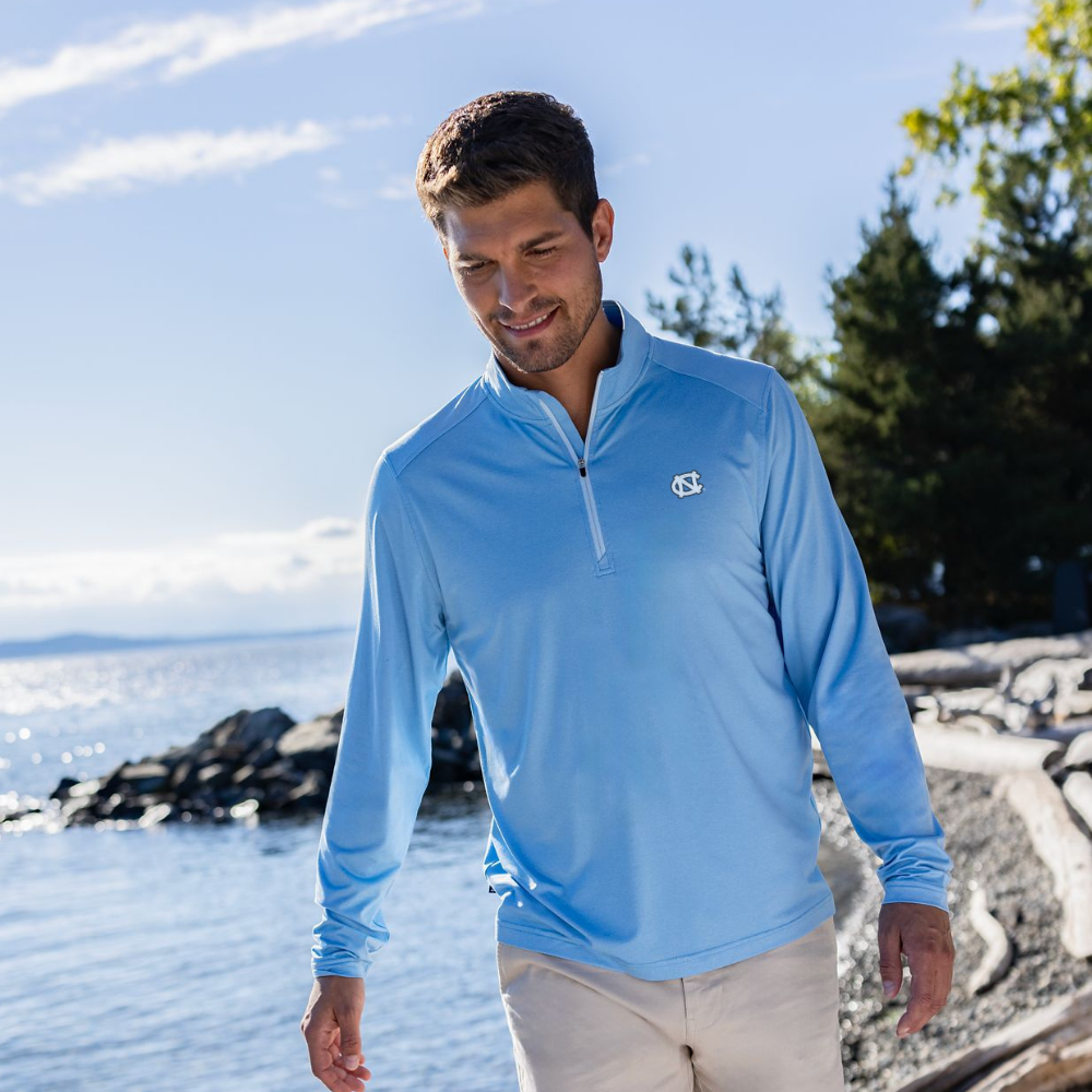 UNC Embroidered Logo Cutter & Buck Coastline Epic Comfort Recycled Mens Quarter Zip