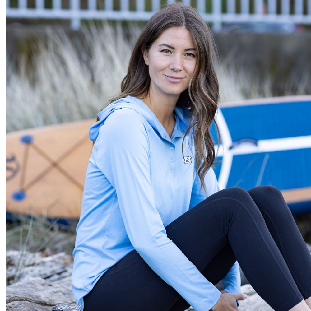 UNC Embroidered Logo Cutter & Buck Coastline Epic Comfort Recycled Womens Hooded Shirt