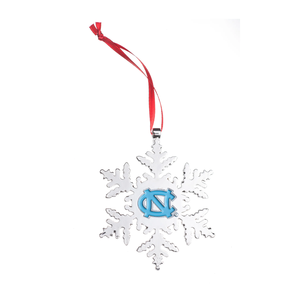 UNC Tar Heels Metal Snowflake Christmas Ornament