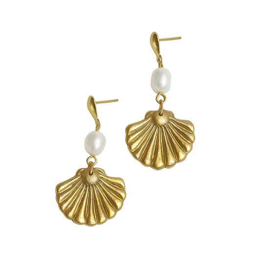 Gold Seashell Drop Earrings