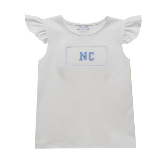 North Carolina Smocked White Knit Angel Wing Girls