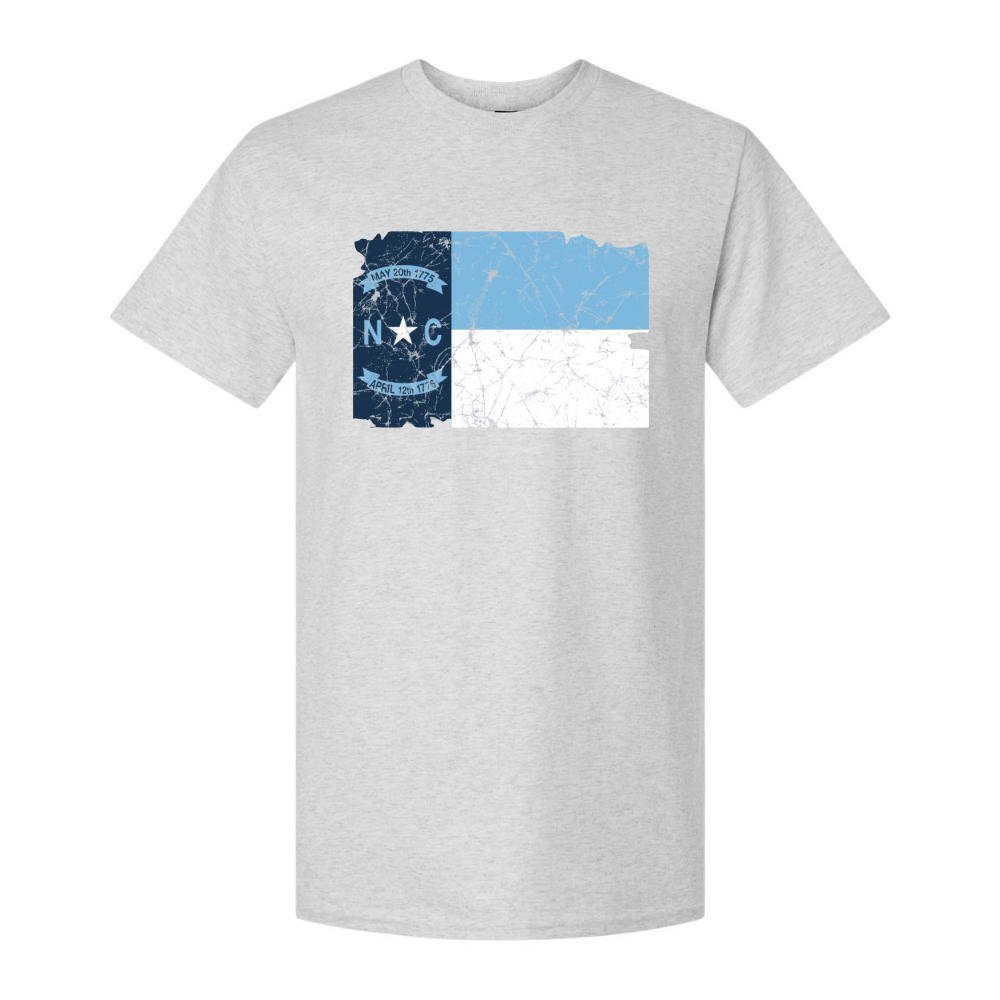 North Carolina Distressed State Flag Ash Grey Adult T-Shirt