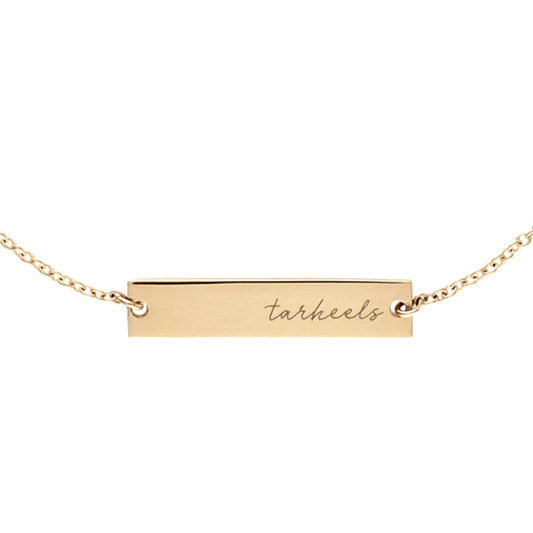 UNC Tar Heels Cursive Bar Bracelet in Cavan Gold