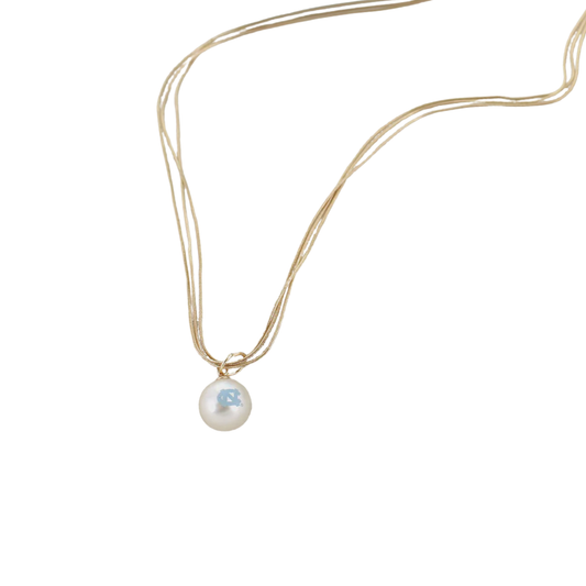 18" North Carolina Gold & Pearl Logo 3-Strand Necklace