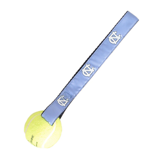 UNC Carolina Blue Dog Toy - Tennis Ball with Strap