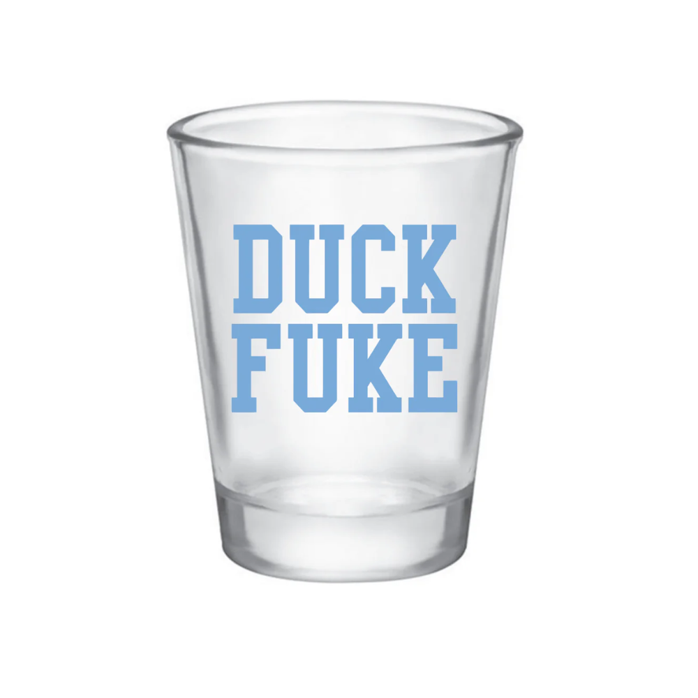 Duck Fuke Shot Glass in Carolina Blue for UNC Fans 1.5 oz