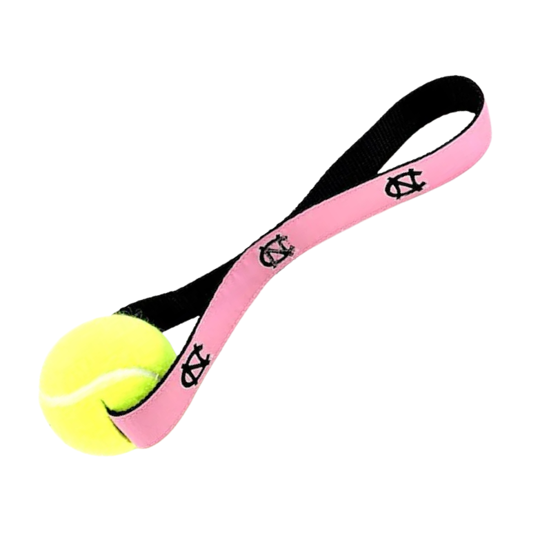 UNC Pink Dog Toy - Tennis Ball with Strap