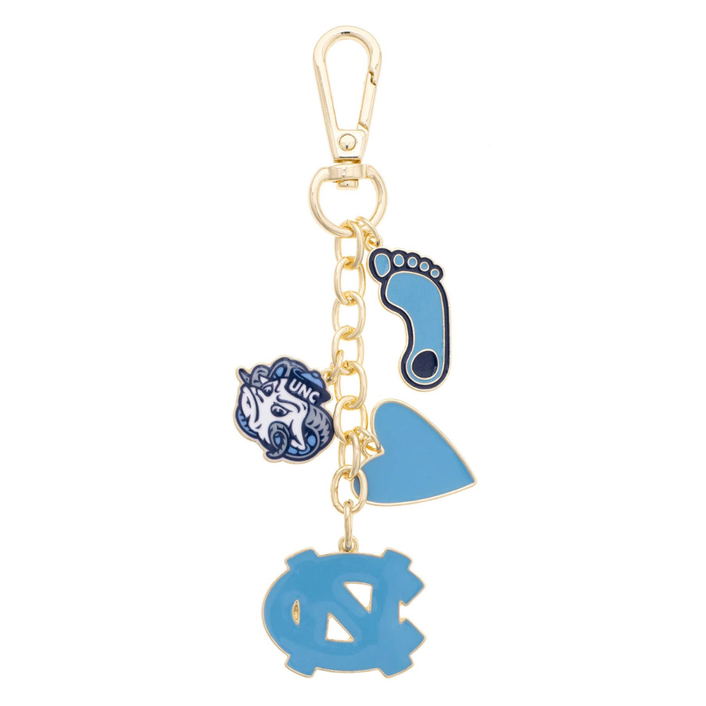 North Carolina Tarheels Heart Cluster Bag Charm - Main View - Canvas Style