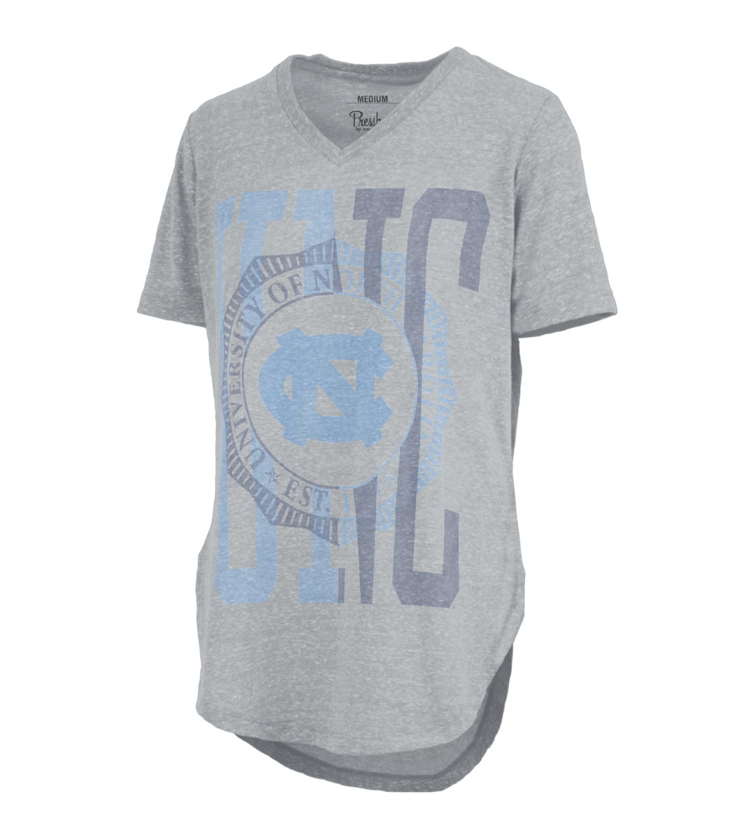 UNC Chapel Hill Women's V-Neck Top with Seal in Grey