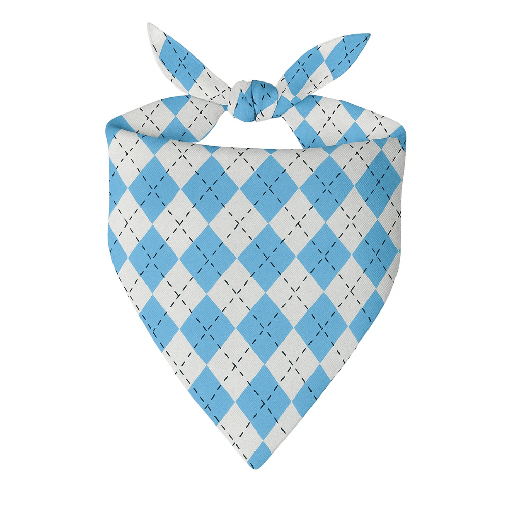 Carolina Blue and White Argyle Dog Bandana