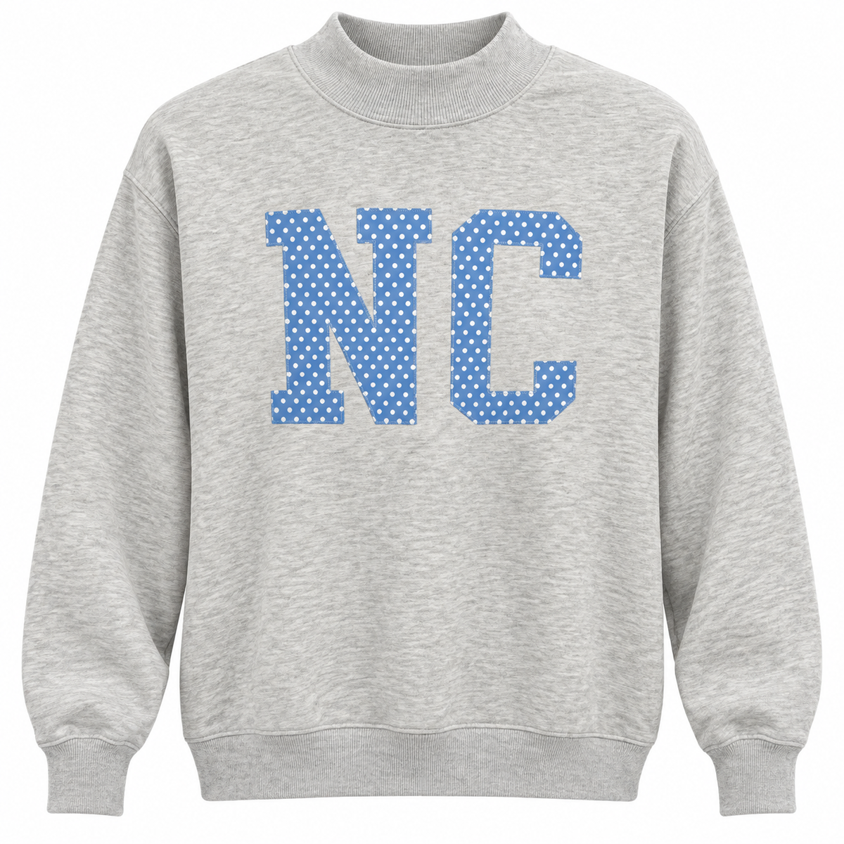 North Carolina Polka Dot Embroidered Mock Neck