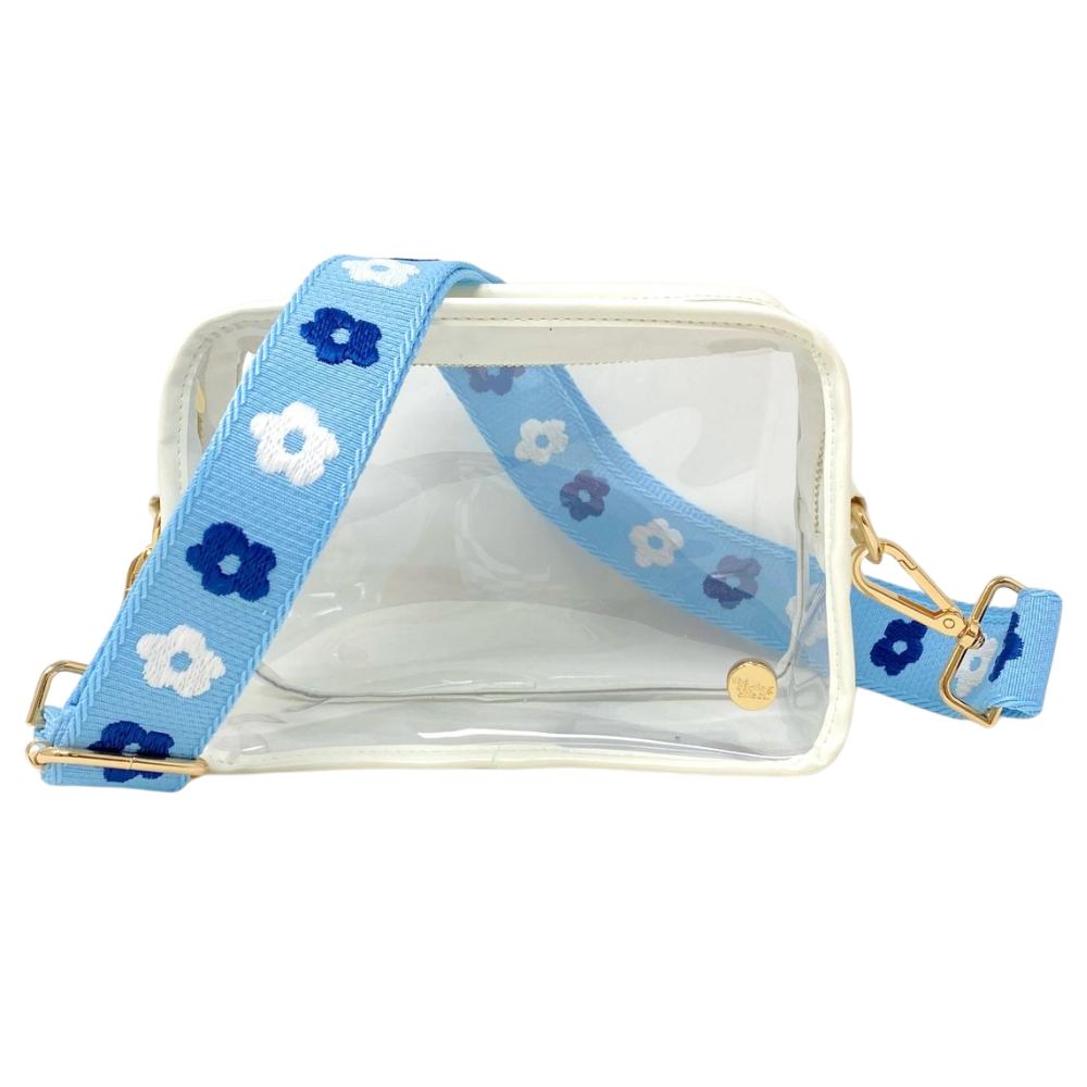 Carolina Blue and White Floral Clear Game Day Bag