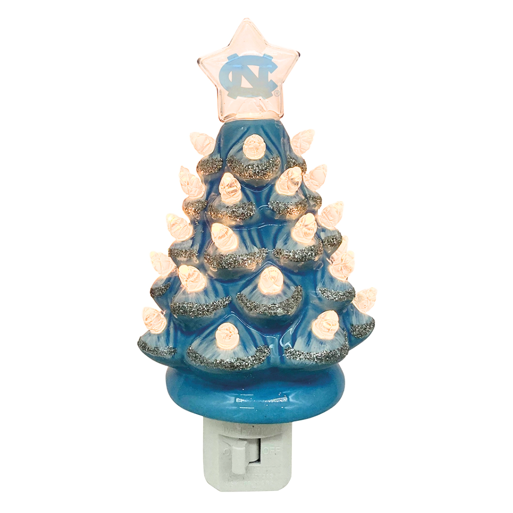 Carolina Tar Heels Ceramic Christmas Tree Night Light 6.5"