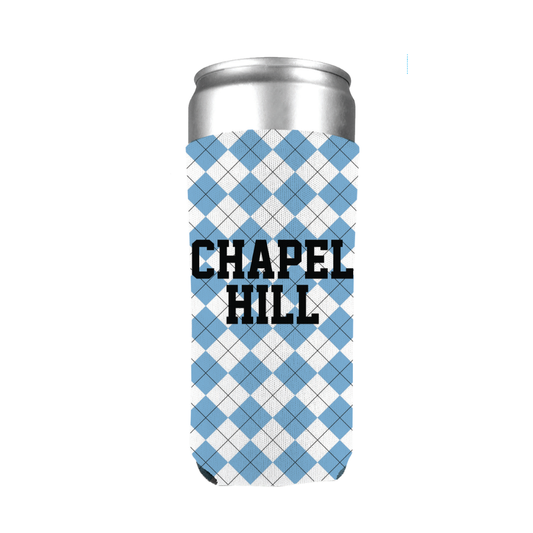 Chapel Hill Argyle Slim Can Koozie - Main View - Shrunken Head