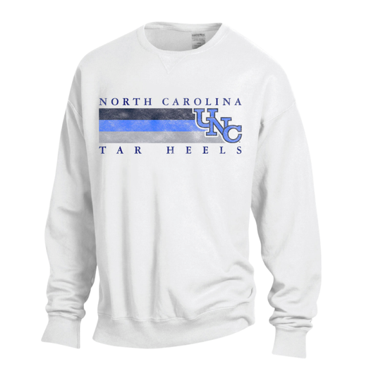 UNC Vintage White Crewneck Sweatshirt with Staircase Logo