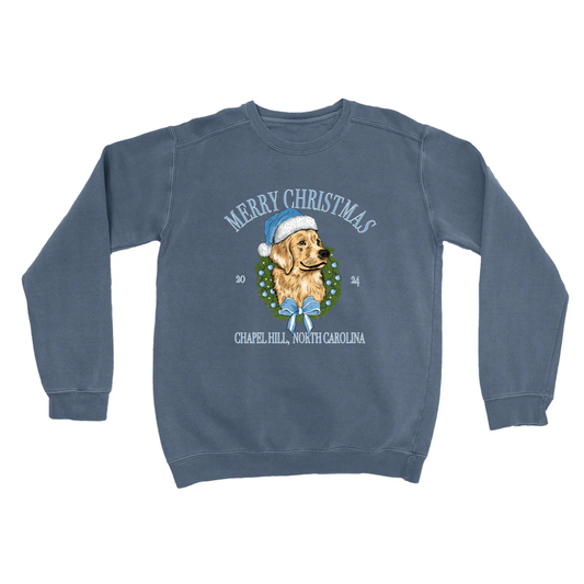 Chapel Hill Dog Christmas Comfort Colors Crewneck Sweatshirt