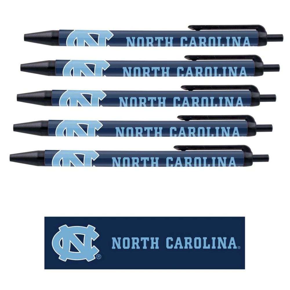 UNC Clicker Black Ink Pen - Set of 5
