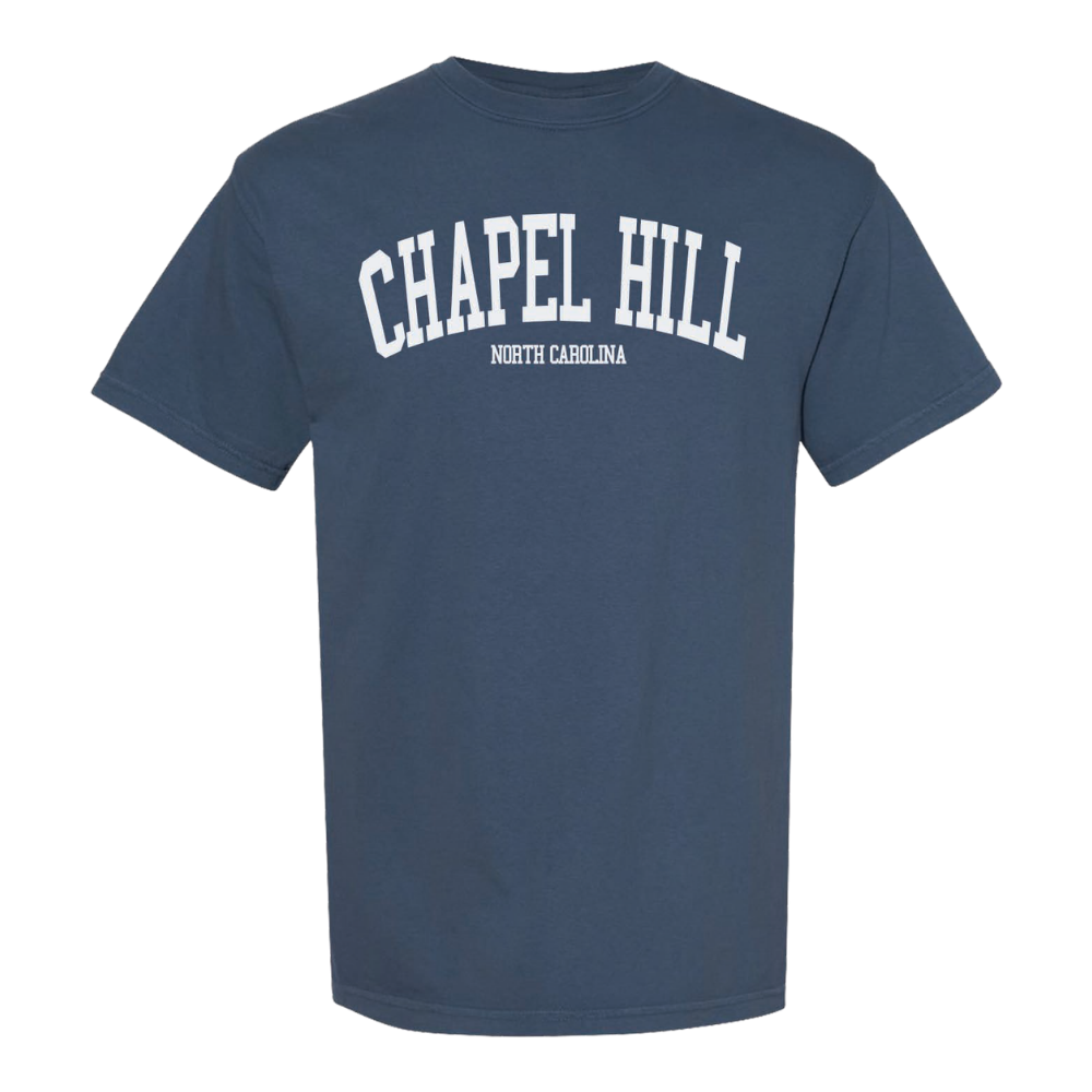 Chapel Hill North Carolina Comfort Colors T-Shirt in  Midnight - Main View - Vantage