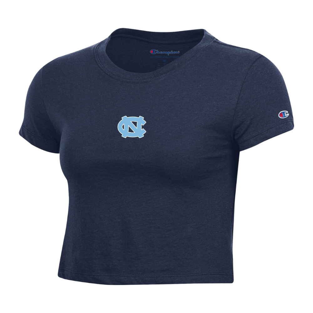 UNC Logo Women's Baby Tee Style Navy Crop Top