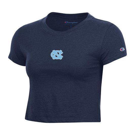 UNC Logo Women's Baby Tee Style Navy Crop Top