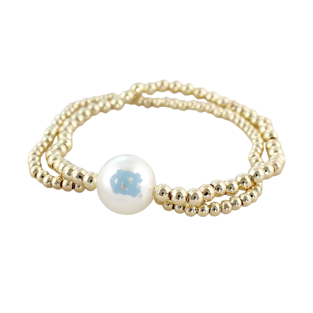 North Carolina Gold & Pearl Logo Stretch Bracelet Set
