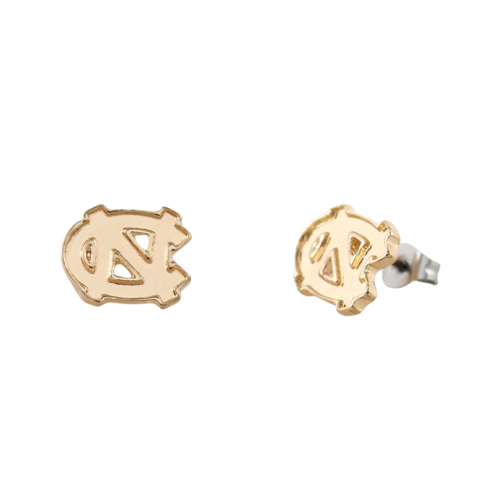 North Carolina Shiny Gold Logo Stud Earrings