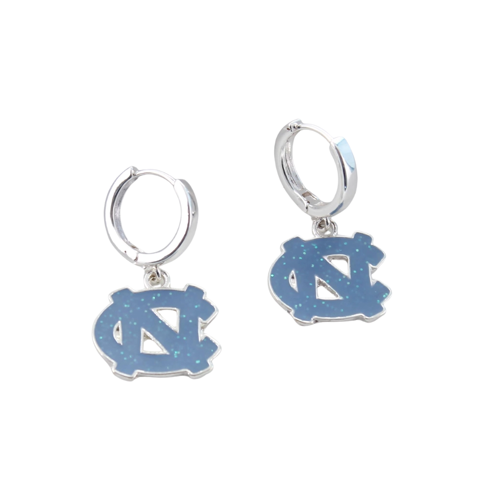 North Carolina Glitter Enamel Logo Huggie Hoop Earrings