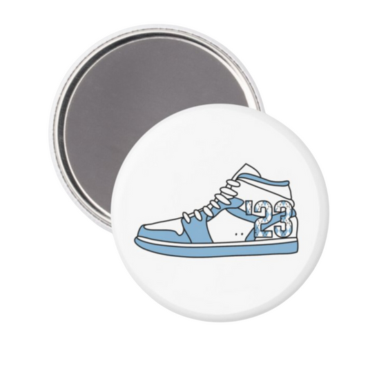 23 Sneaker in Carolina Blue and White Button Magnet