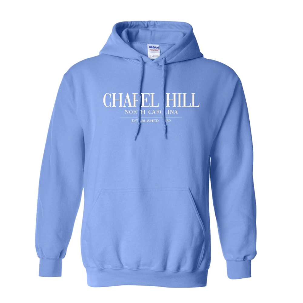 Chapel Hill North Carolina Embroidered Chill Hoodie Sweatshirt in Carolina Blue