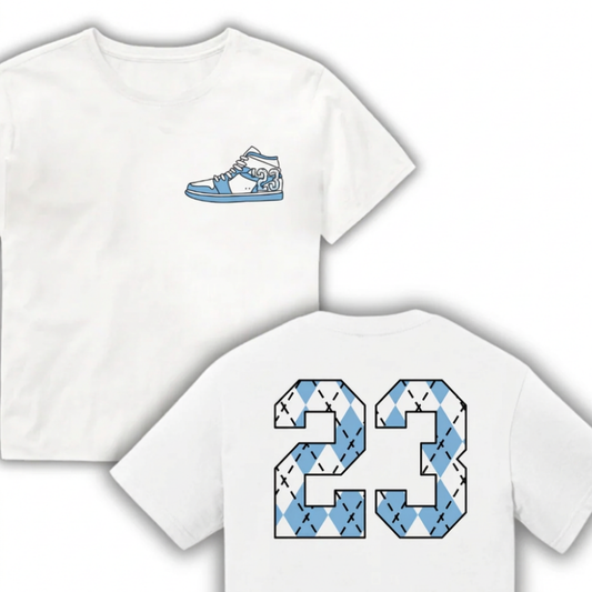 23 Year Sneaker Cropped T-Shirt White Front and Back Design