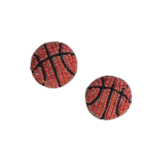 Basketball Beaded Stud Earrings by Allie Beads