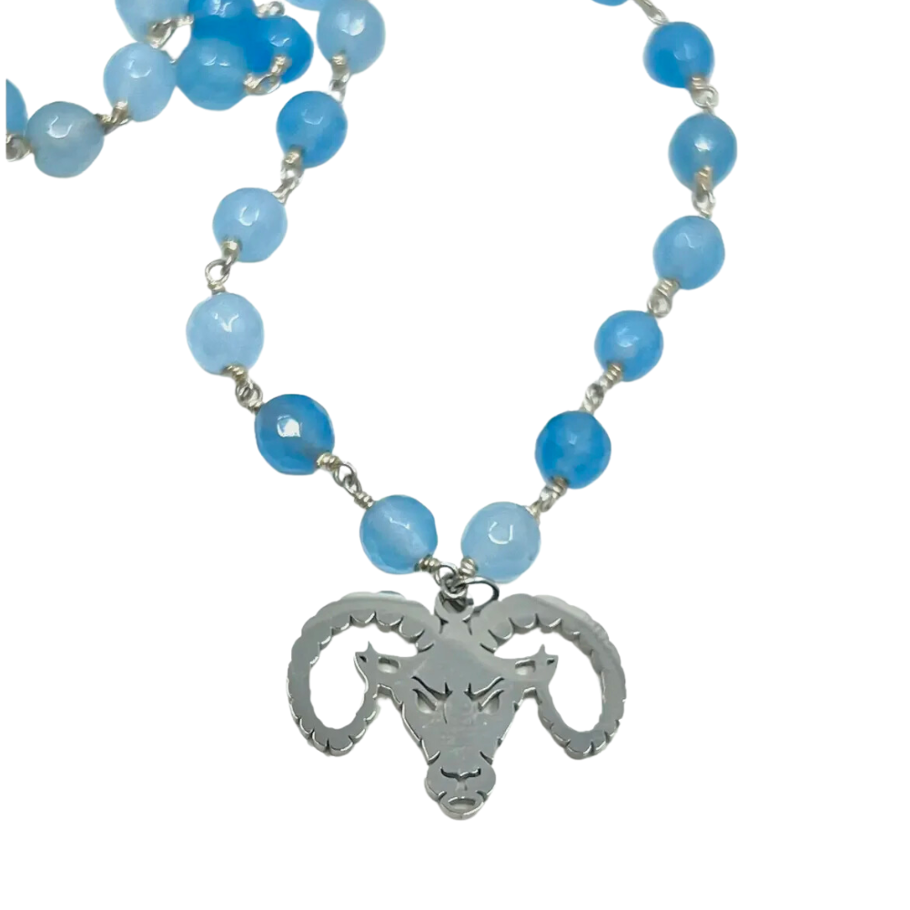 North Carolina Tar Heels Silver Rameses Necklace Blue Beads