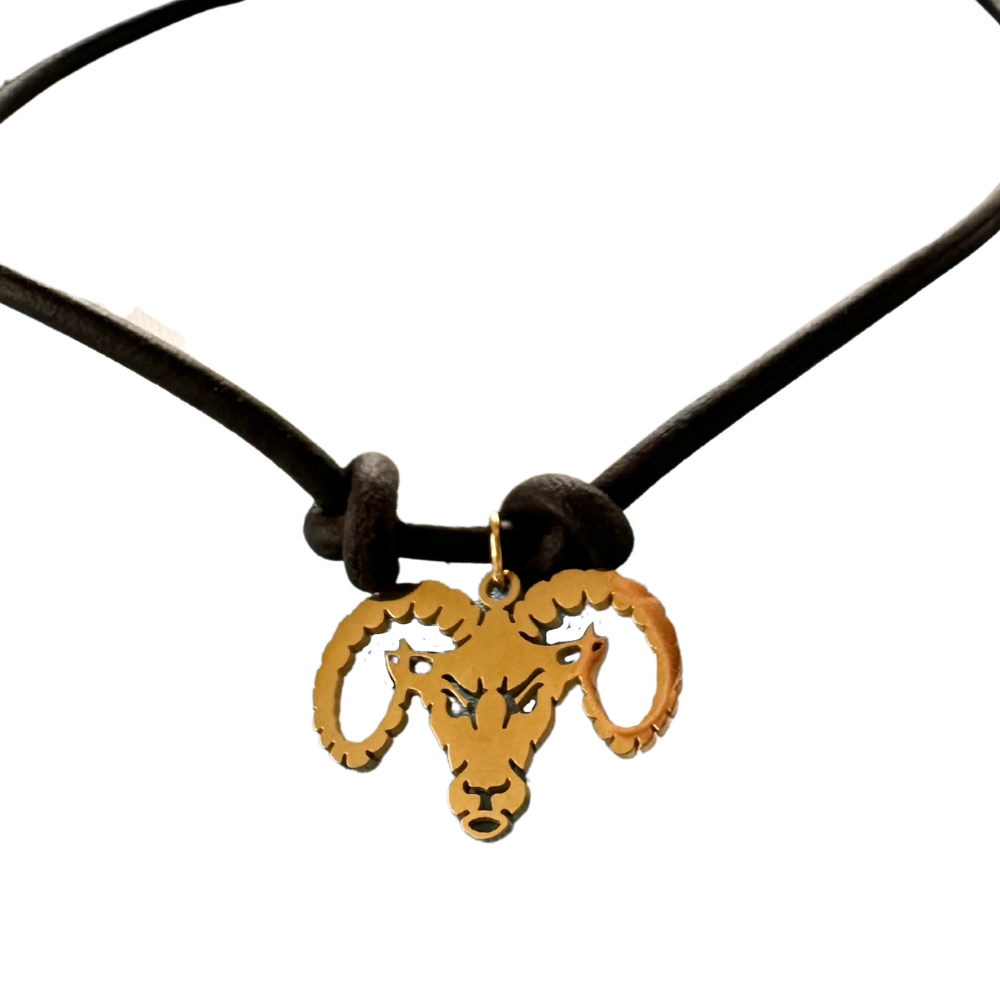 North Carolina Tar Heels Gold Rameses Necklace on Leather