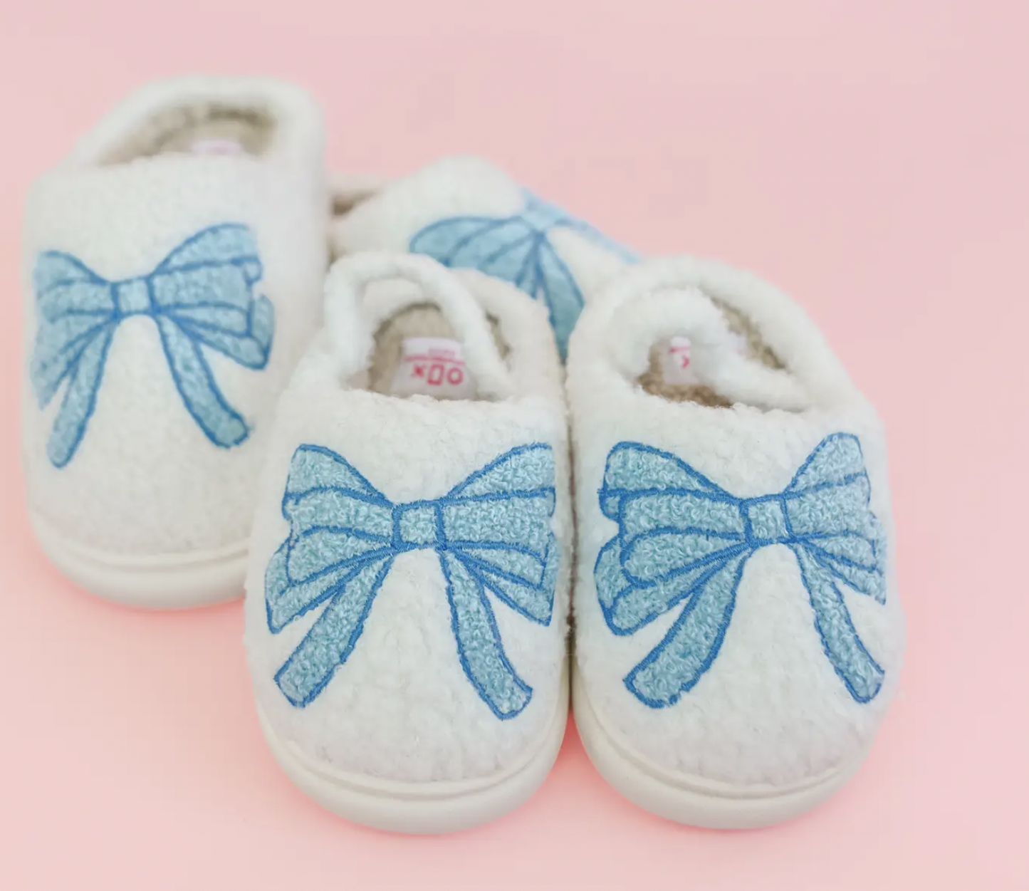 Kids Blue Bow Slippers