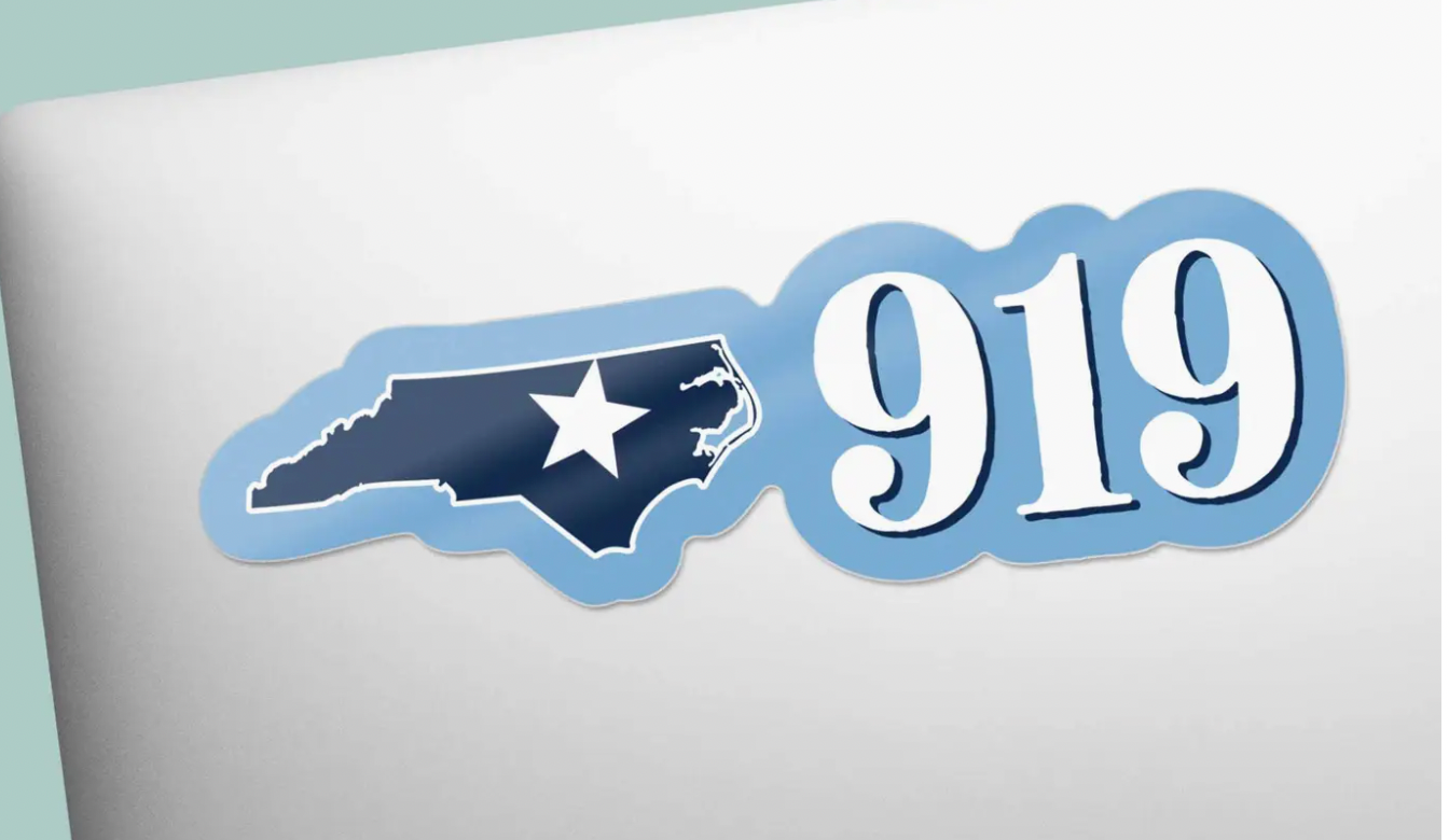 919 Area Code North Carolina Sticker