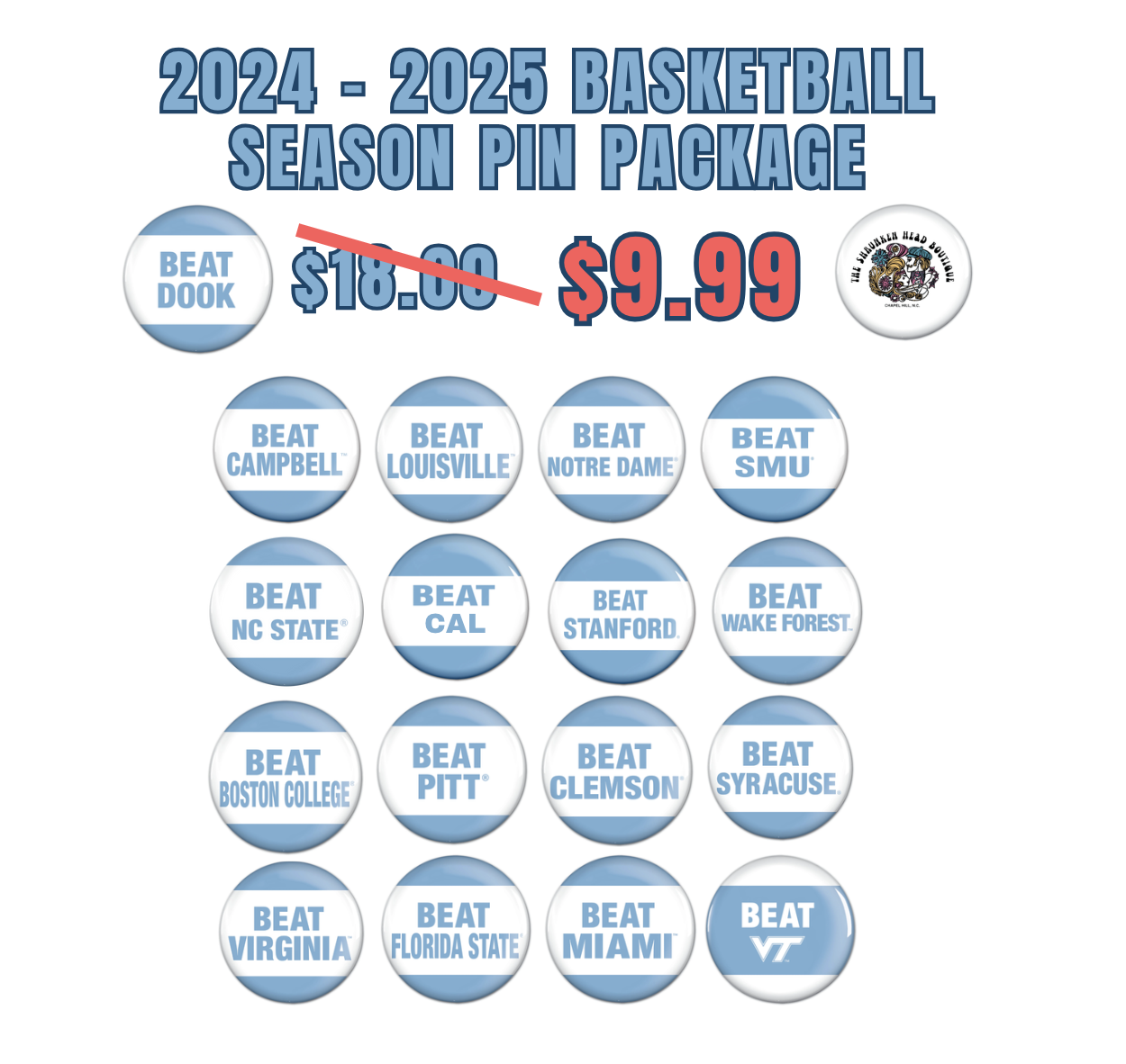 Carolina Basketball Full Season Pin Package 2024-2025