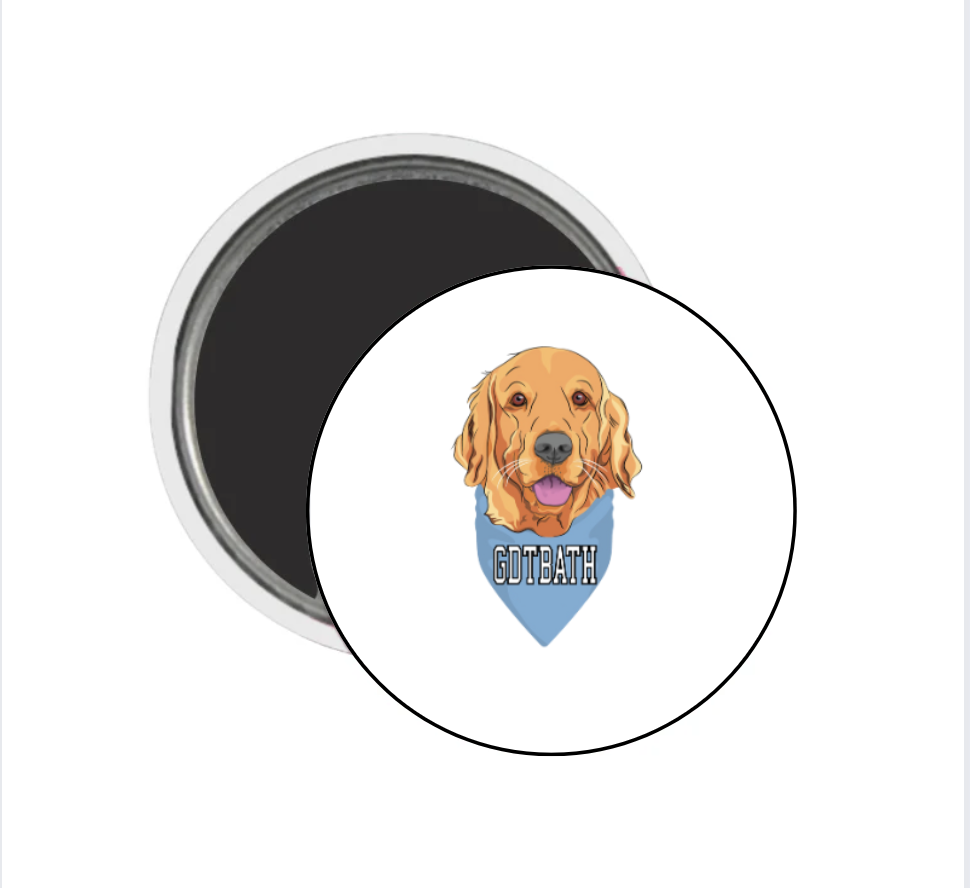 GDTBATH Golden Retriever Button Magnet 2.25"