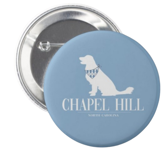 Chapel Hill Dog Bandana Button Pin by Shrunken Head 2.25