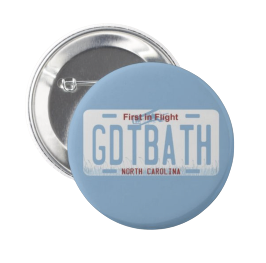 GDTBATH North Carolina License Plate Button Pin by Shrunken Head 2.25