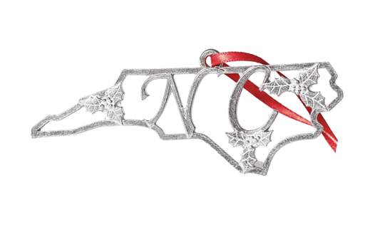 North Carolina Christmas Ornament - Nc Holly State Outline