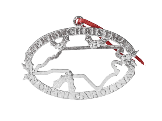 North Carolina Christmas Ornament - Oval Merry Christmas