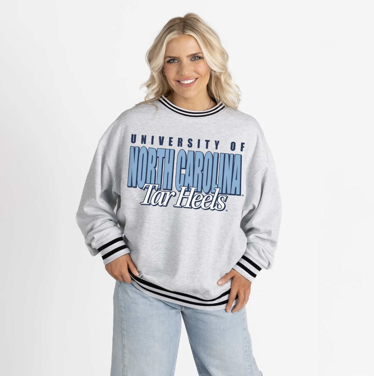 North Carolina Tar Heels Showdown Crew Fleece Ringer Sweatshirt