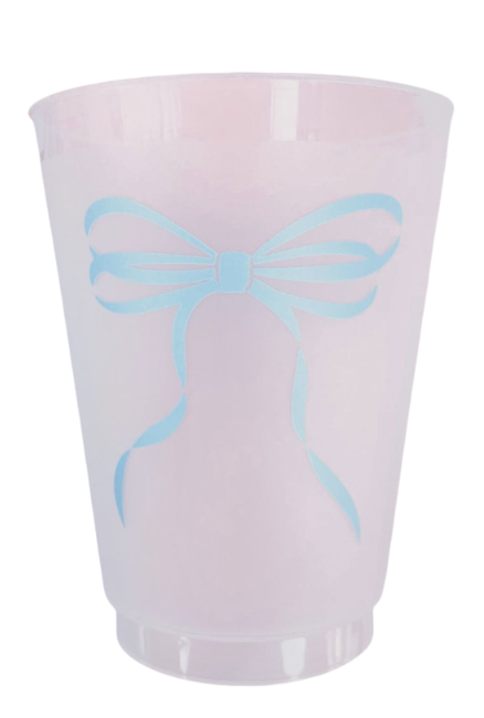 Blue Bow Frosted Cup Single 16 oz