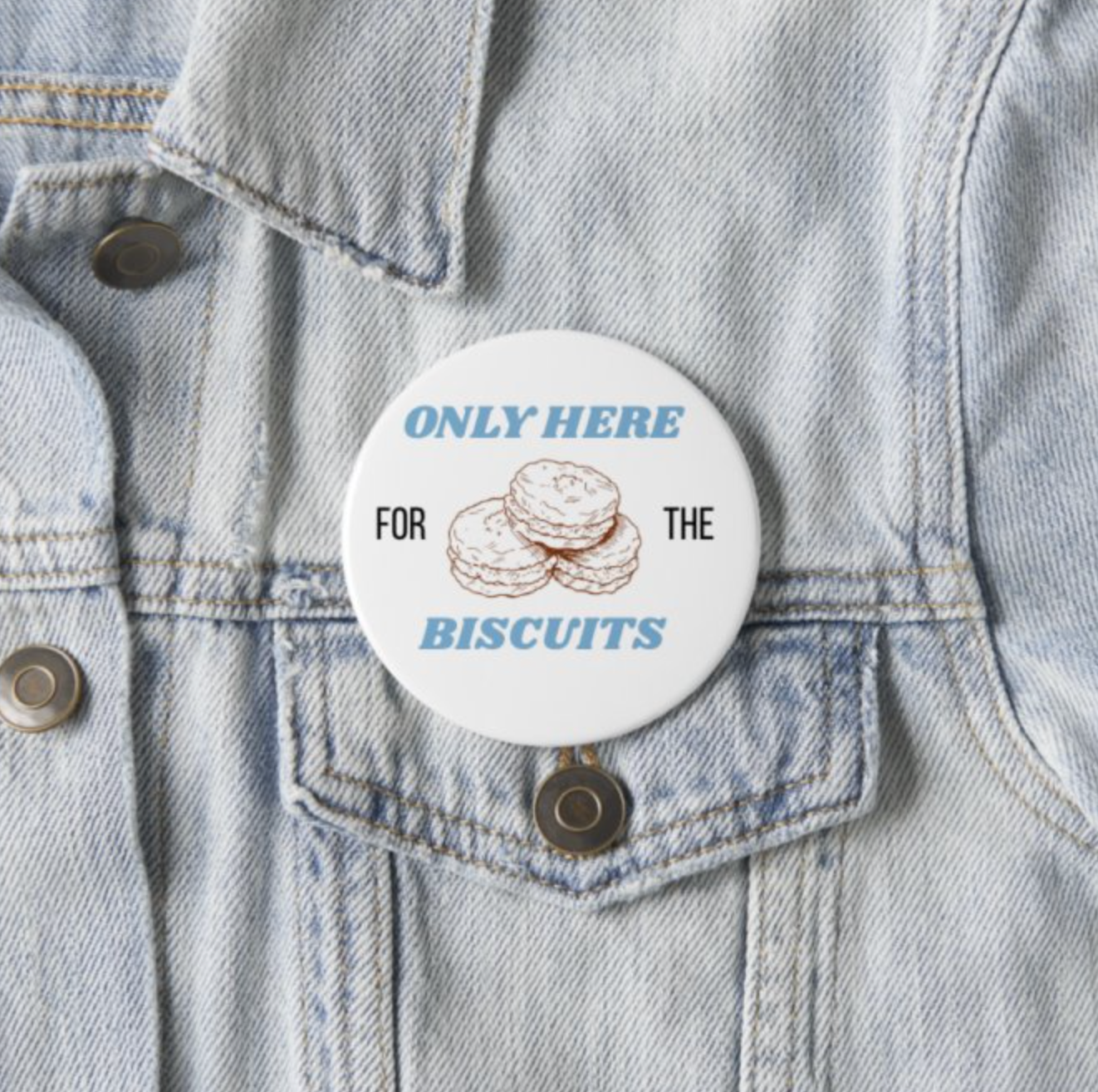 3 inch Biscuits Buttons Pin by Shrunken Head Brand