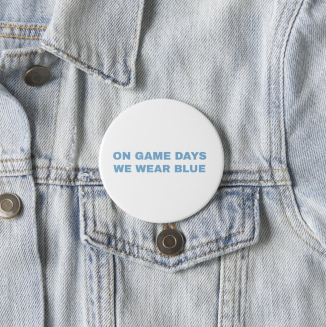 3 inch Wear Blue Button Pin by Shrunken Head Brand