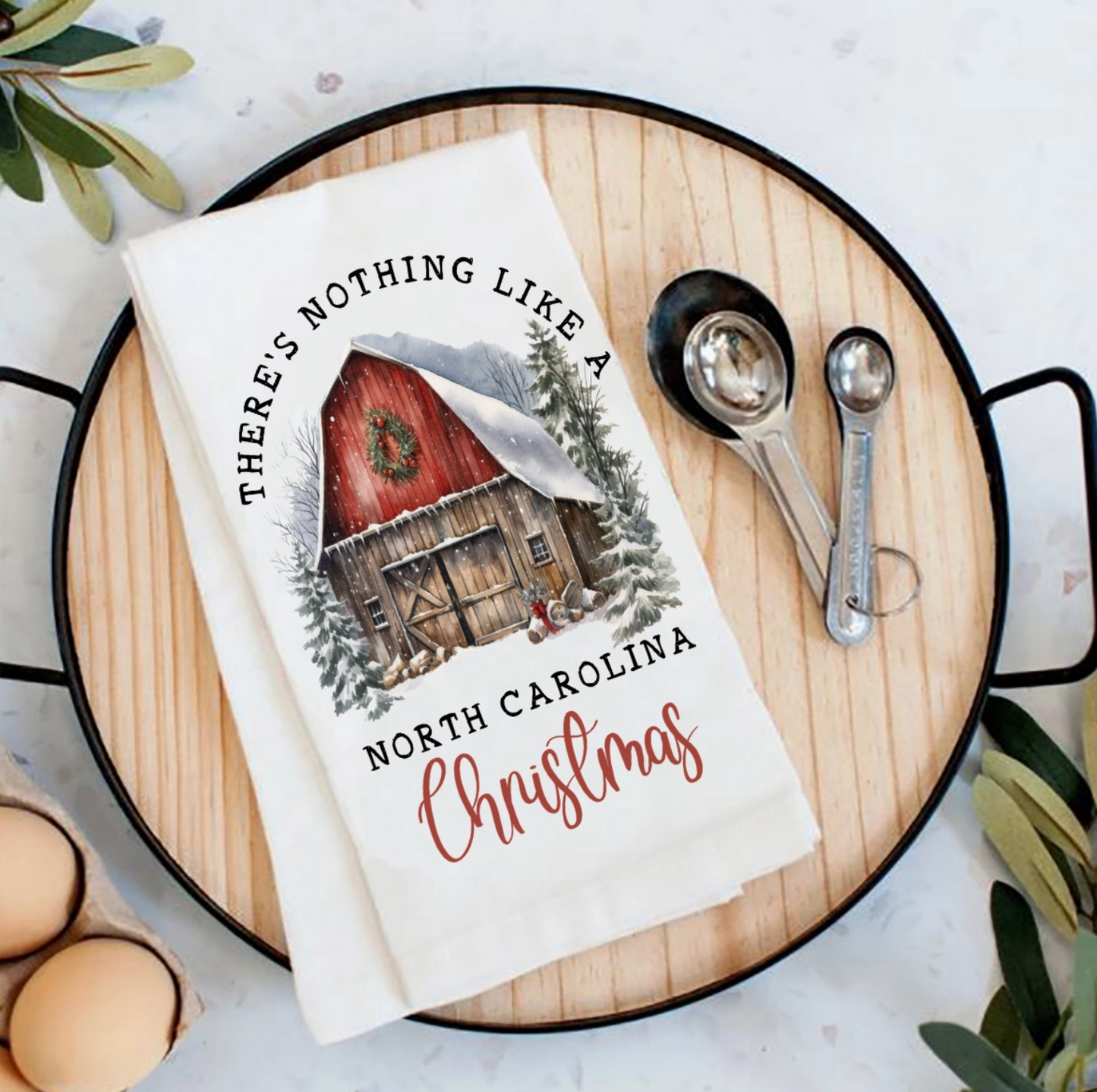 Christmas in North Carolina Tea Towel