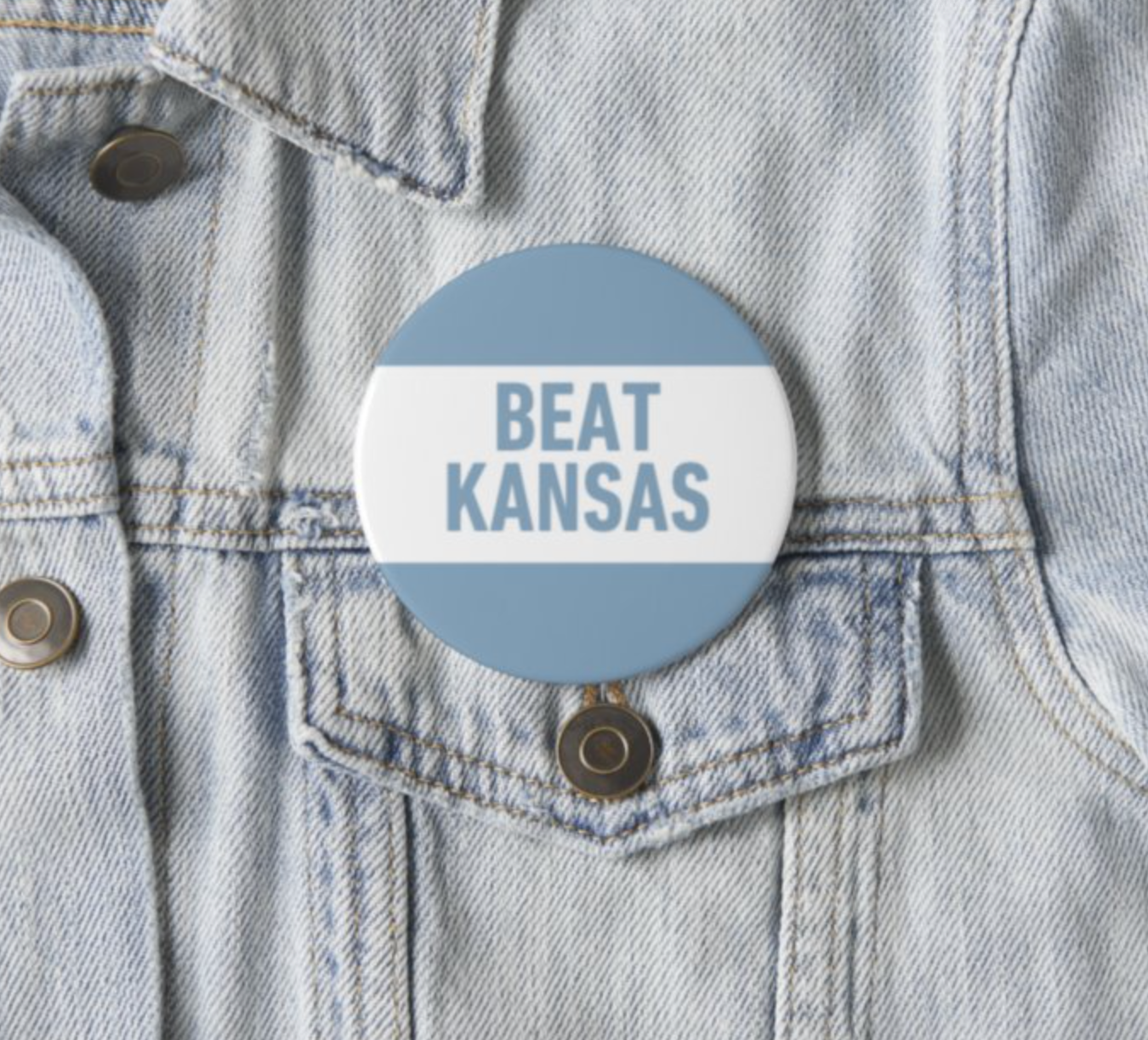 Beat Kansas Button Pin for Carolina Fans