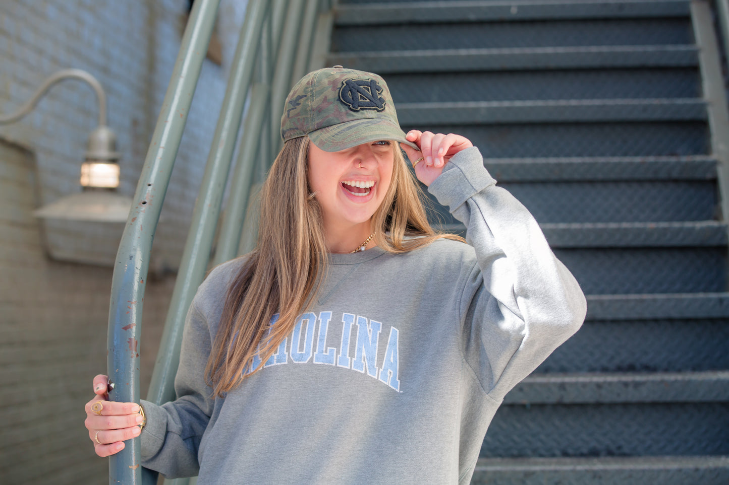 Grey UNC Crewneck Sweatshirt with Vintage CAROLINA Logo